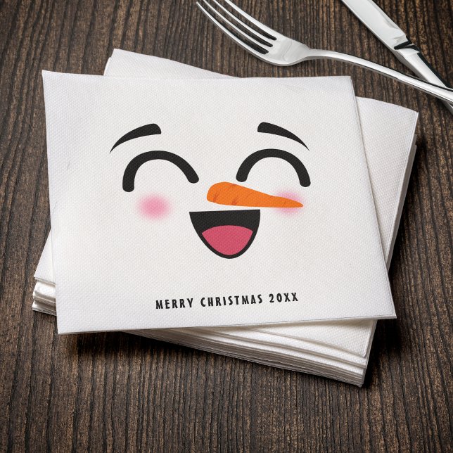 Snowman Merry Christmas Cute Smiling Face Winter Napkins (Snowman Merry Christmas Cute Smiling Face Winter Napkins
)