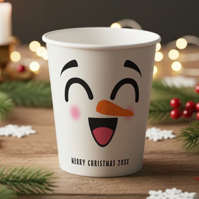 Snowman Merry Christmas Cute Smiling Face Winter Paper Cups (Snowman Merry Christmas Cute Smiling Face Winter Paper Cups
)