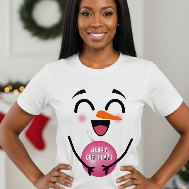 Snowman Merry Christmas Cute Smiling Face Winter T-Shirt (Snowman Merry Christmas Cute Smiling Face Winter T-Shirt
)