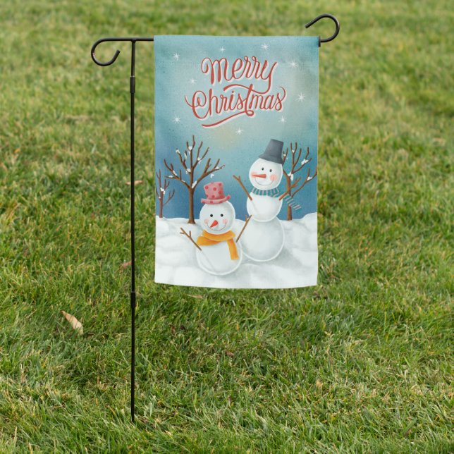 Snowman Merry Christmas Flag (In SItu)