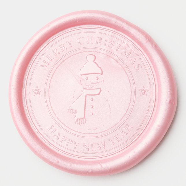 Snowman Merry Christmas Happy New Year Wax Sticker (Front)