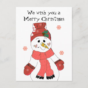 Snowman - Merry Christmas Holiday Postcard