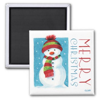 Snowman | Merry Christmas Novelty Magnets by LisaMarieArt at Zazzle