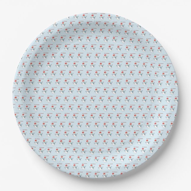Snowman. Merry Christmas. Paper Plates (Front)