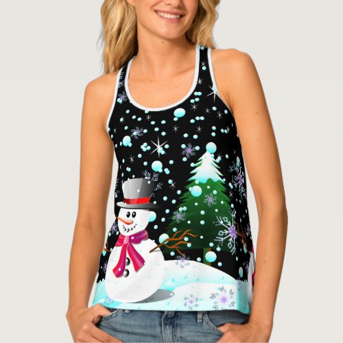 Snowman Merry Christmas personalised Tank Top