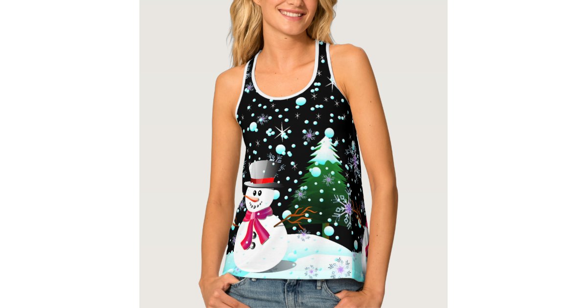 Snowman "Merry Christmas" personalised Tank Top Zazzle