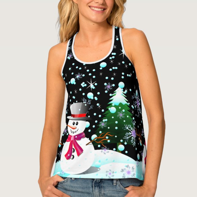 Snowman "Merry Christmas" personalised Tank Top (Front)