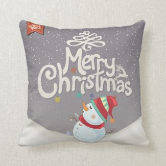 Snowman Merry Christmas Pillow