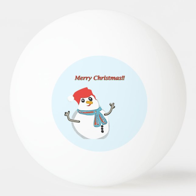 Snowman. Merry Christmas. Ping Pong Ball (Front)