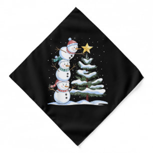 Snowman Merry Christmas Santa Claus Tree Snow Fami Bandana