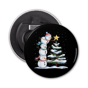 Snowman Merry Christmas Santa Claus Tree Snow Fami Bottle Opener