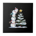 Snowman Merry Christmas Santa Claus Tree Snow Fami Ceramic Tile<br><div class="desc">Snowman Merry Christmas Santa Claus Tree Snow Family Pajama Holiday</div>