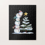 Snowman Merry Christmas Santa Claus Tree Snow Fami Jigsaw Puzzle<br><div class="desc">Snowman Merry Christmas Santa Claus Tree Snow Family Pajama Holiday</div>