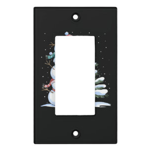 Snowman Merry Christmas Santa Claus Tree Snow Fami Light Switch Cover