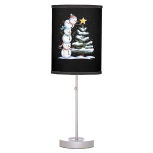 Snowman Merry Christmas Santa Claus Tree Snow Fami Table Lamp