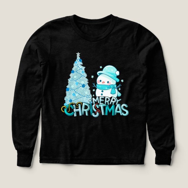  Snowman Merry Christmas Santa Tree Snow Tshirt (Design Front)