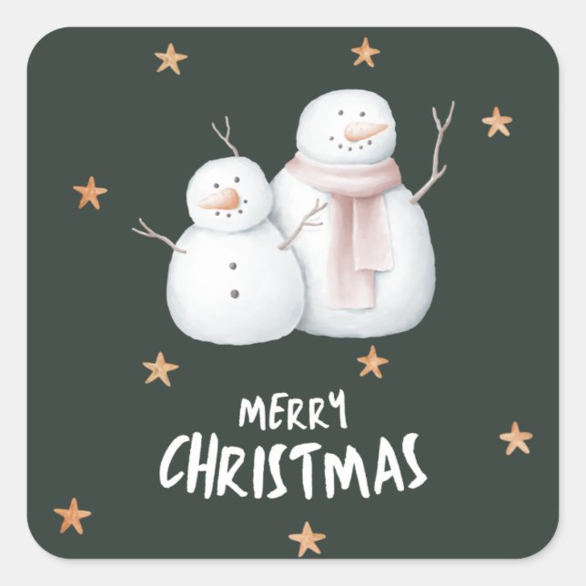 Snowman Merry Christmas sticker (Front)