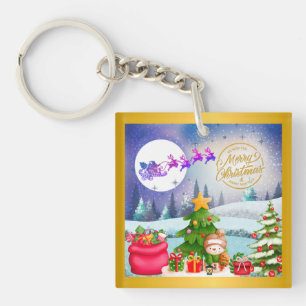 Snowman Merry Christmas Tree Gift & Happy New Year Keychain