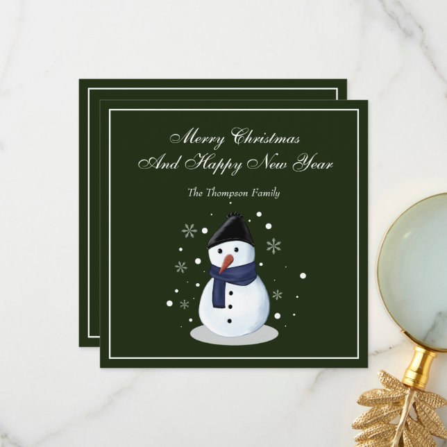 Snowman Merry Christmass Card (Front/Back In Situ)