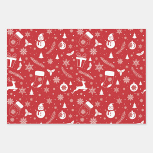 Snowman Mitton Snowflake Christmas Gift Wrapping Paper Sheets