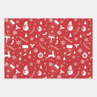 Snowman Mitton Snowflake Christmas Gift Wrapping Paper Sheets