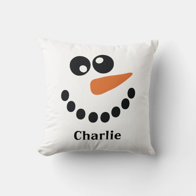 Snowman Monogrammed Throw Pillow (Front)