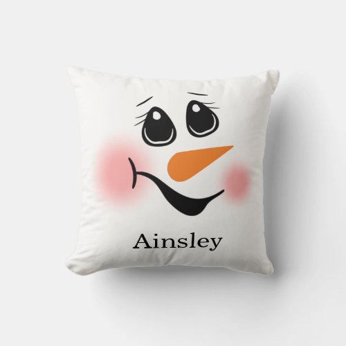 Snowman Monogrammed Throw Pillow