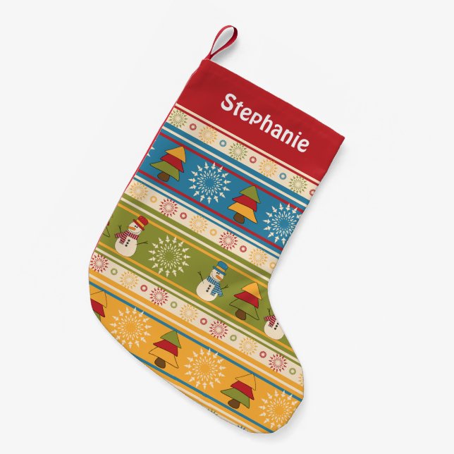 Snowman n' Trees Christmas Stocking (Front (Hanging))
