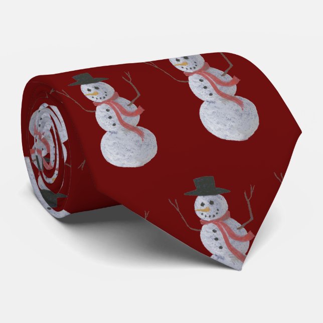 Snowman Neck Tie (Rolled)