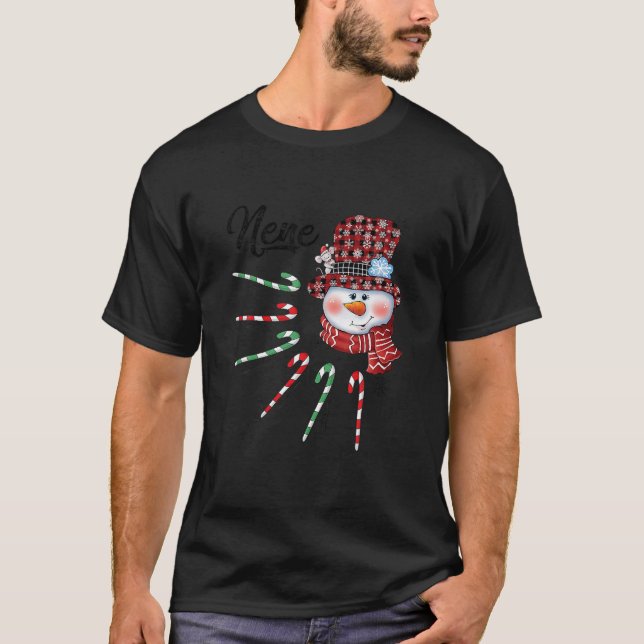 Snowman Nene Candy Cane Red Plaid Christmas Gifts  T-Shirt (Front)