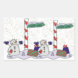 Snowman & North Pole - Rectangular Sticker