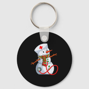 Snowman Nurse Christmas Stethoscope Nursing Scrub Keychain