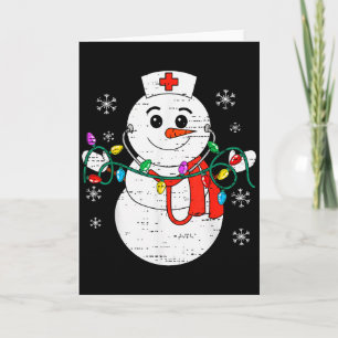 Snowman Nurse Christmas Stethoscope Xmas Scrub Top Card