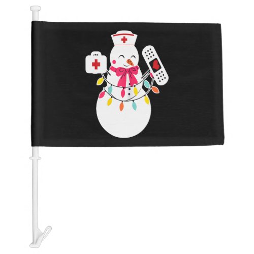 Snowman Nurse Christmas With Nurses Car Flag