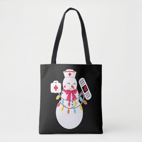 Snowman Nurse Christmas With Nurses Tote Bag