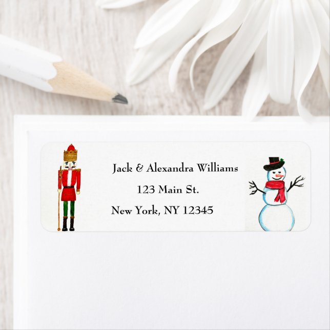 Snowman Nutcracker Cute Christmas Return Address Label (Insitu)