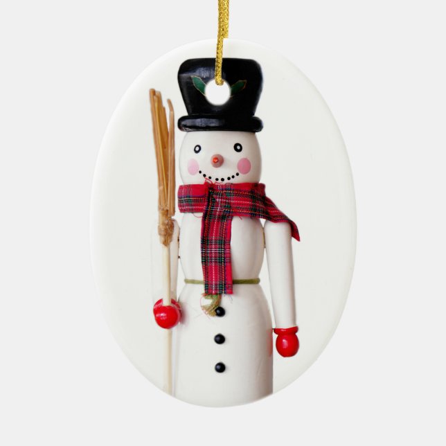 Snowman Nutcracker - Personalizable Ceramic Ornament (Front)