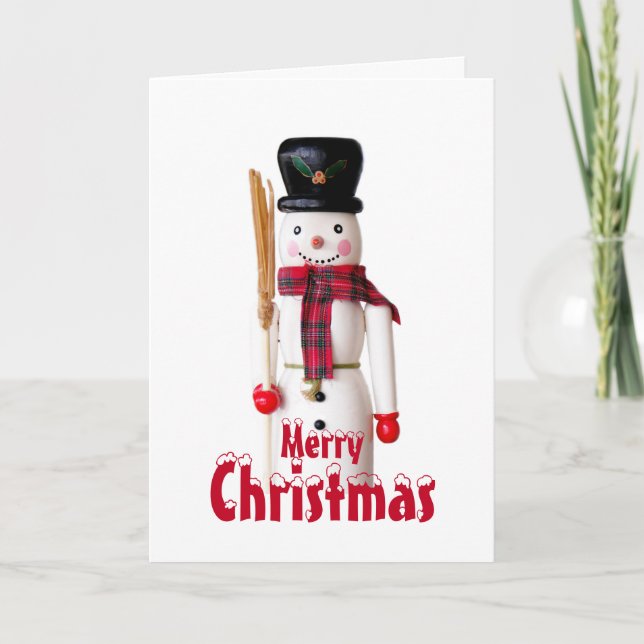 Snowman Nutcracker - Personalized Text Holiday Card (Front)