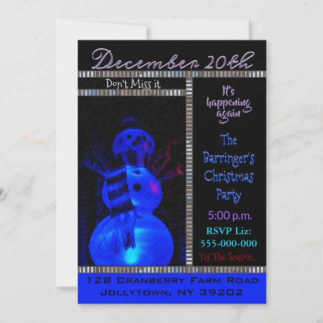 Snowman of the Knight Christmas Party Invitation (Front)