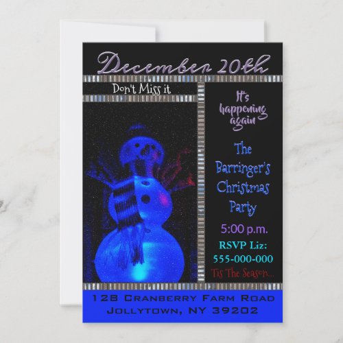 Snowman of the Knight Christmas Party Invitation