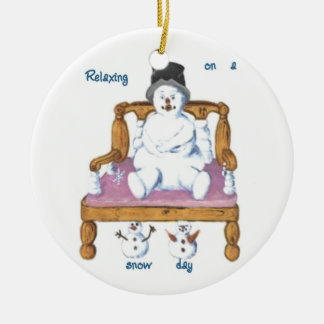 snowman on a snowman themed chair rd. ornament