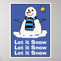 Snowman on a Sunny Winter's Day. Christmas Poster