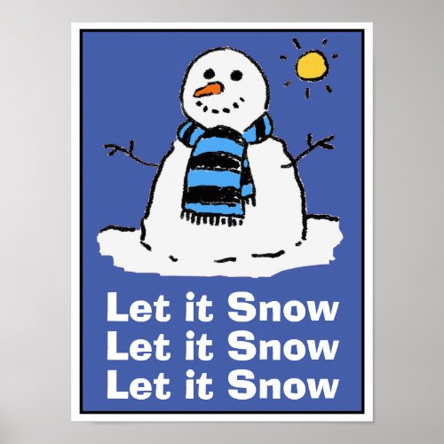 Snowman on a Sunny Winters Day Poster