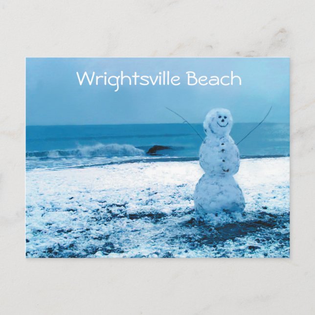 Snowman on Beach Postcard (Front)