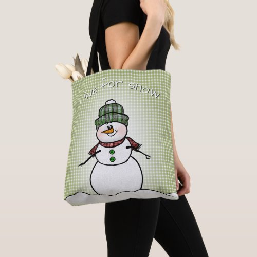 Snowman on Gingham for the Lover of Snow Tote Bag