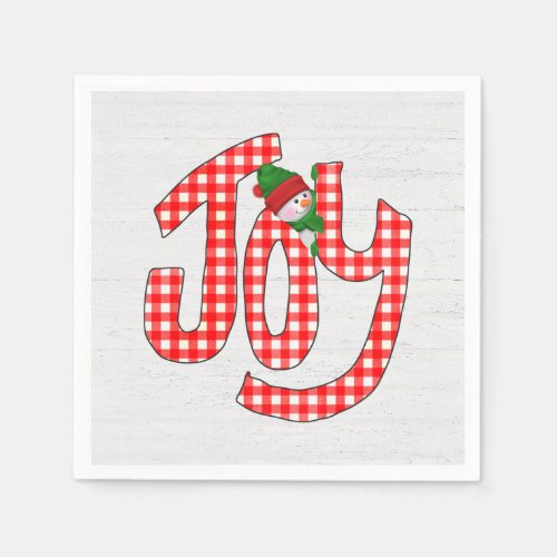 Snowman On Gingham Joy  Napkins