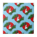 Snowman on ornament ceramic tile