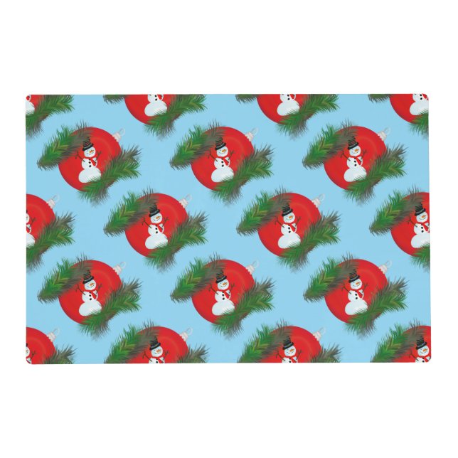 Snowman on ornament placemat (Front)