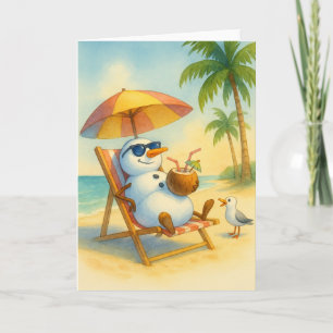 Snowman on PTO (Tropical Getaway) Holiday Card