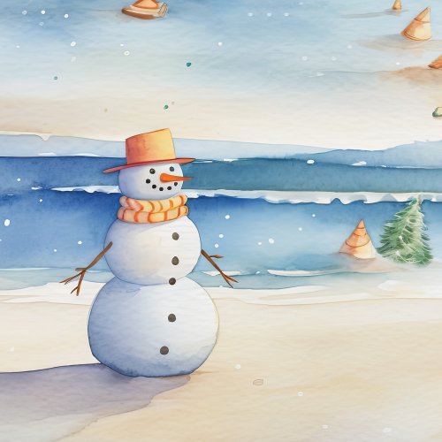 Snowman On The Beach Wrapping Paper
